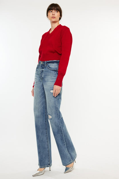 Lena High Rise Distressed Bootcut Jeans