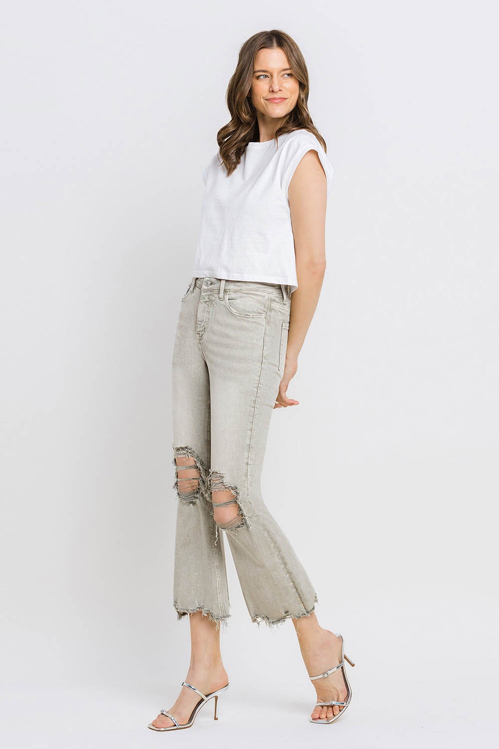 Mya Raw Hem Cropped Flare Jeans