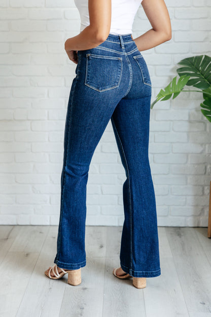 Macy High Rise Side Seam Detail Flare Jeans