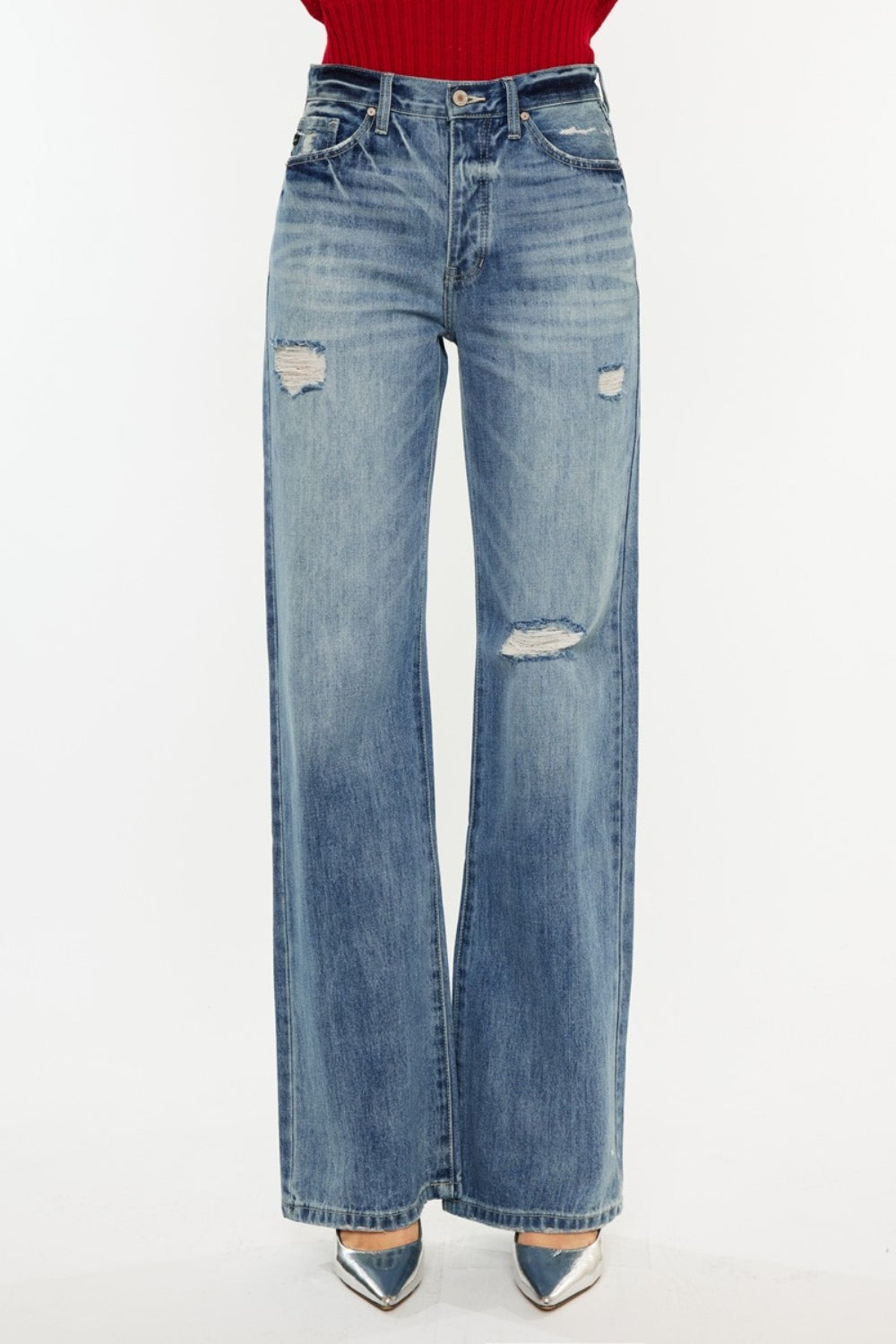 Lena High Rise Distressed Bootcut Jeans