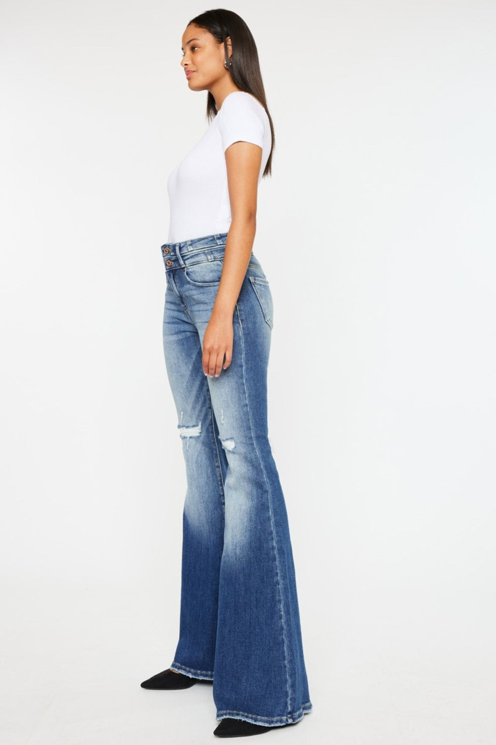 Parker High Rise Double Button Super Flare Jeans