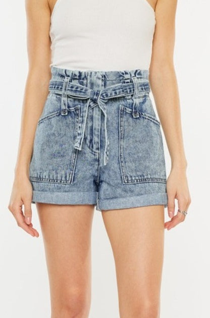 Leigh Ultra High Rise Paperbag Denim Shorts