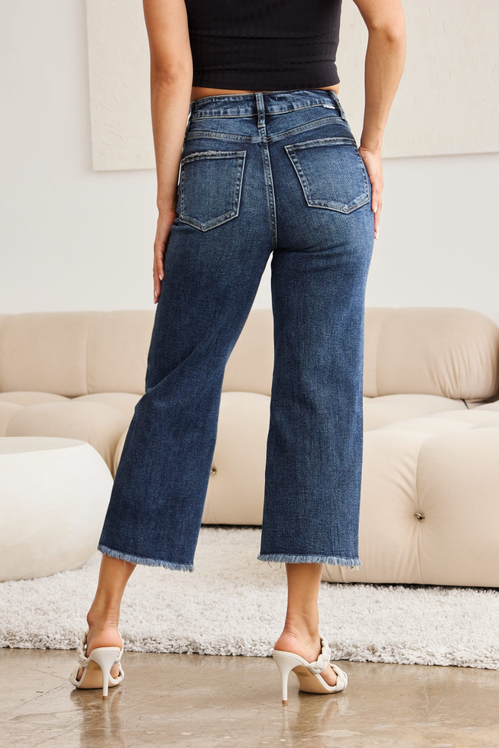 Kellen Tummy Control High Waist Raw Hem Jeans