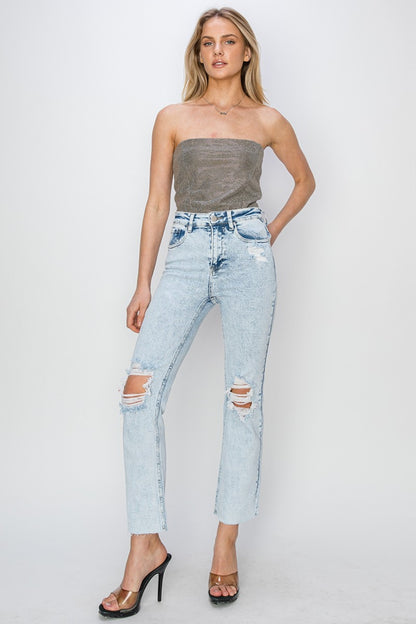 Harlow High Rise Distressed Ankle Jeans