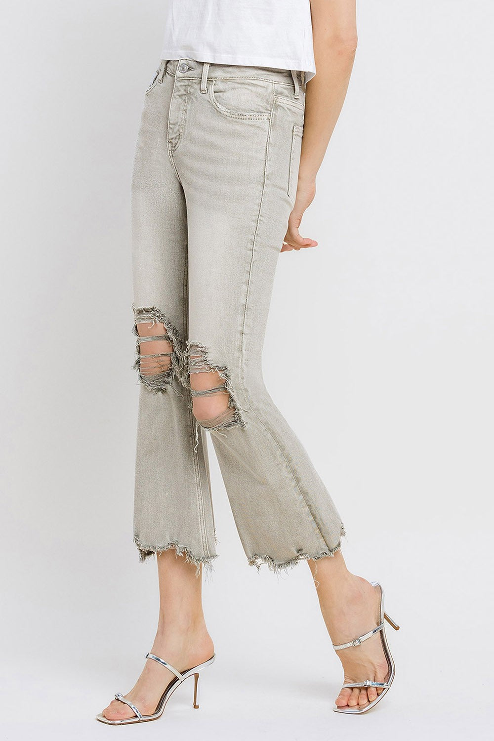 Mya Raw Hem Cropped Flare Jeans