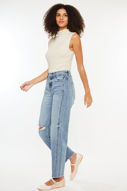 Justin Ultra High Rise Distressed Double Seam Straight Jeans