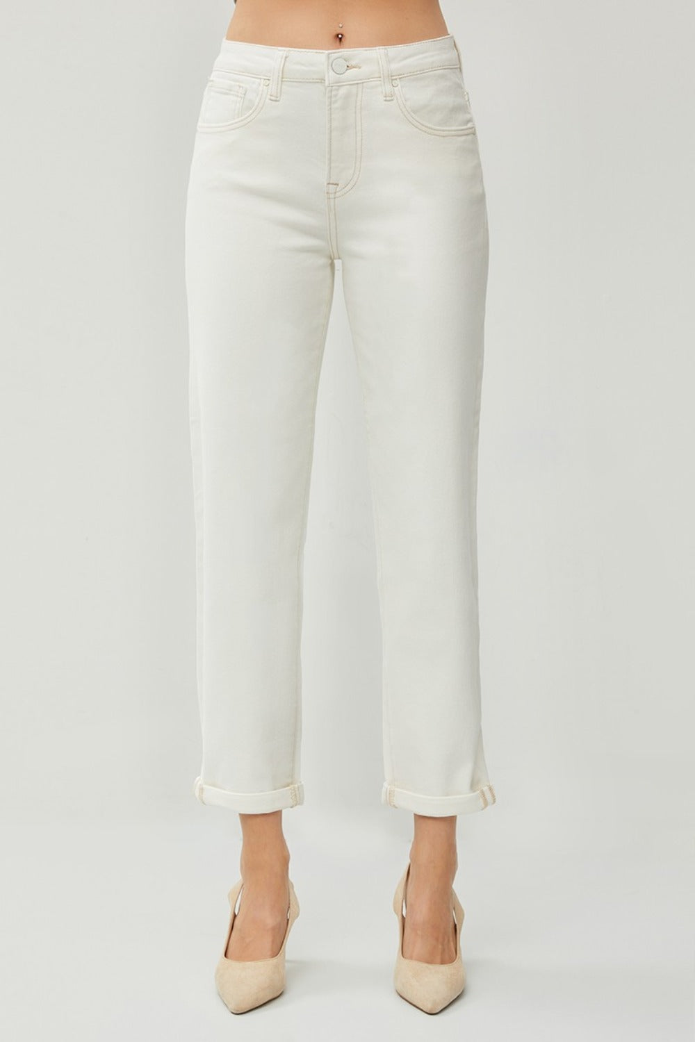 Rayanne High Rise Rolled Hem Cropped Straight Jeans