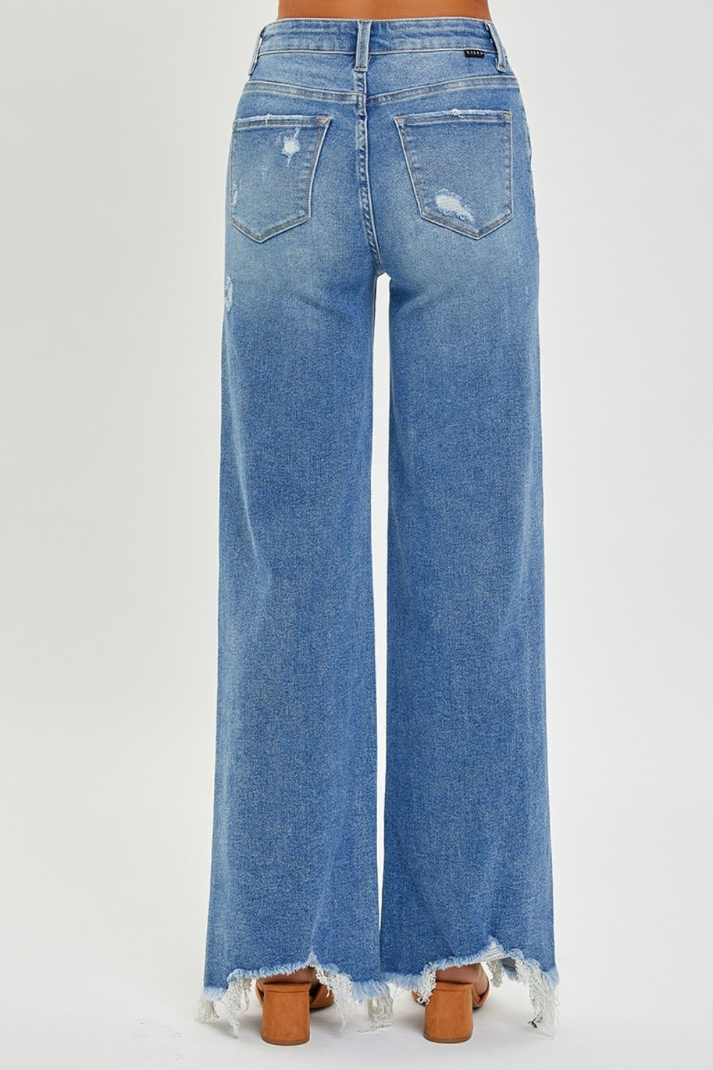 Victoria High Rise Frayed Hem Wide Leg Jeans