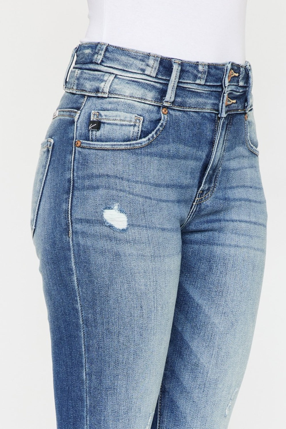 Parker High Rise Double Button Super Flare Jeans