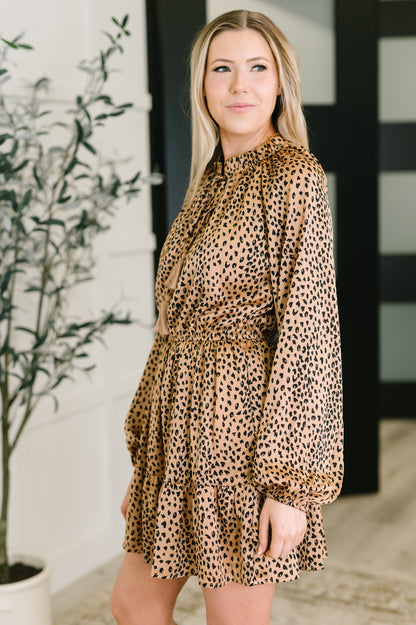 A Cheeky Little Time Tiered Dress in Pecan Brown