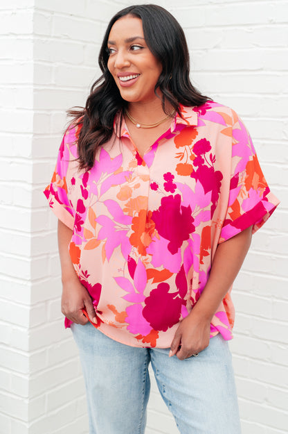 Hazy Cosmic Relaxed Floral Blouse