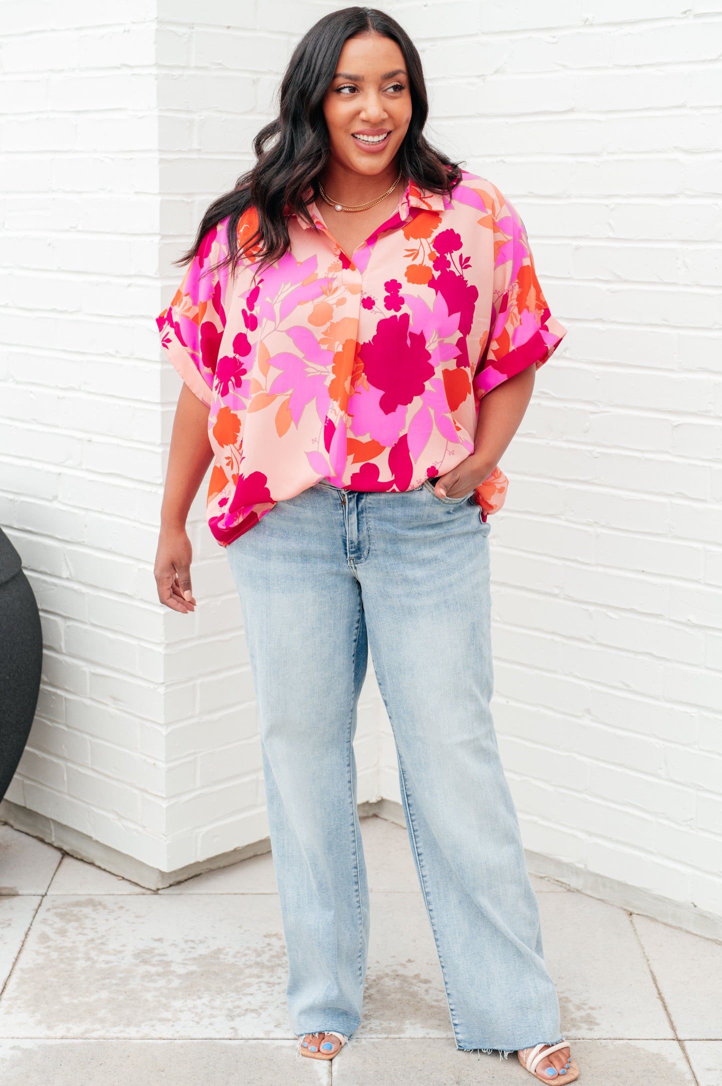 Hazy Cosmic Relaxed Floral Blouse