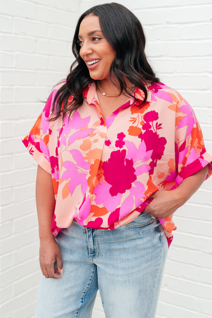 Hazy Cosmic Relaxed Floral Blouse