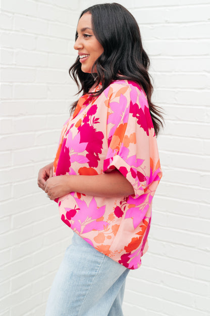 Hazy Cosmic Relaxed Floral Blouse