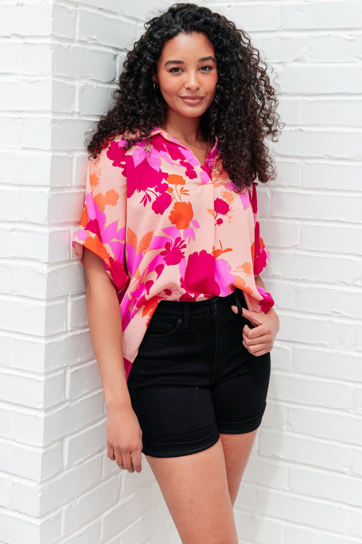 Hazy Cosmic Relaxed Floral Blouse