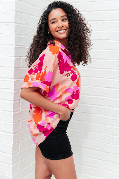 Hazy Cosmic Relaxed Floral Blouse