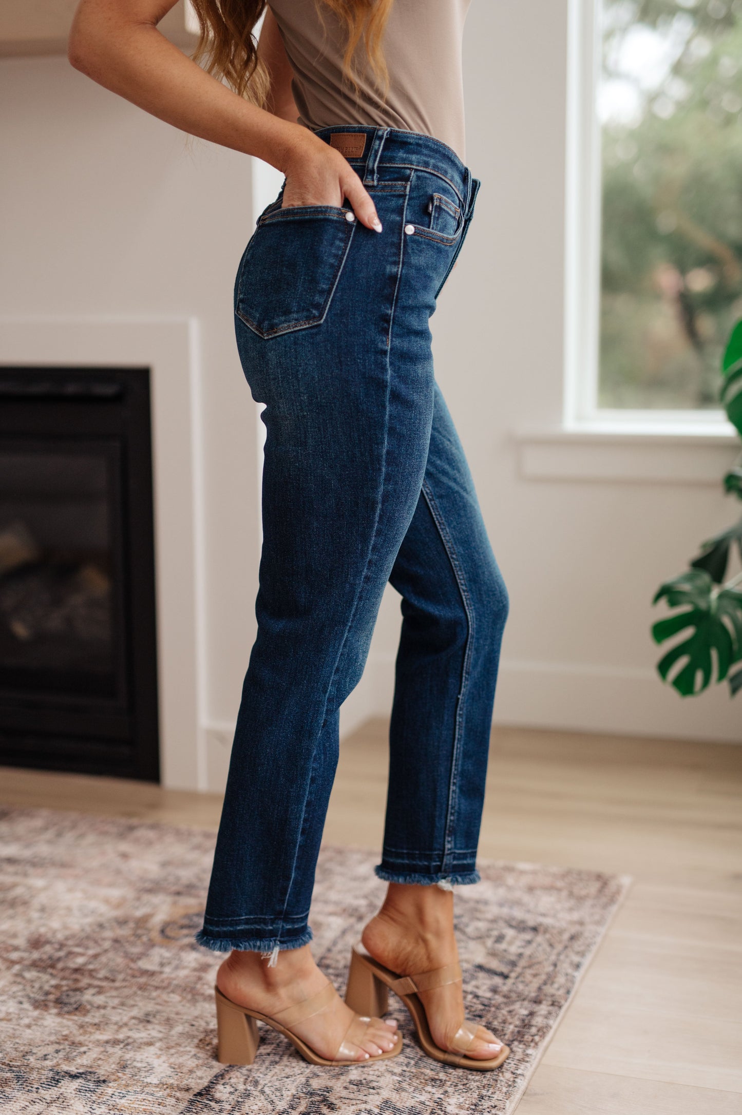 Phillipa High Rise Release Hem Slim Jeans