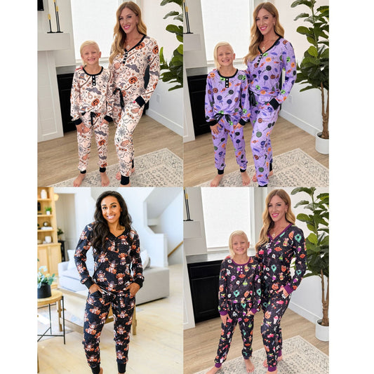 PREORDER: Matching Halloween Jogger Pajama Set in Four Prints