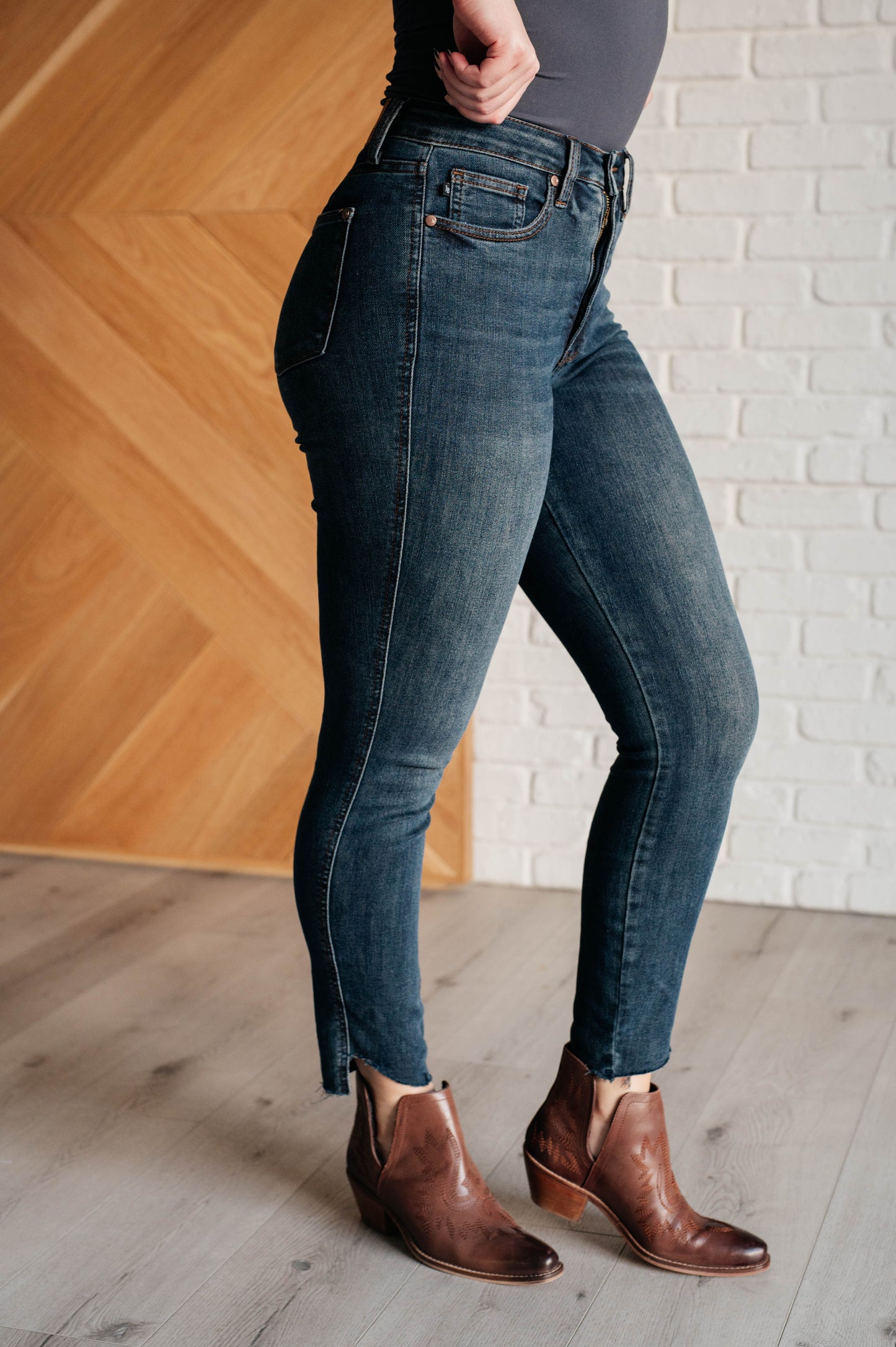 Tessa High Rise Tummy Control Step Hem Skinny Jeans