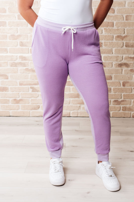 Two Tone Waffle Joggers Purple