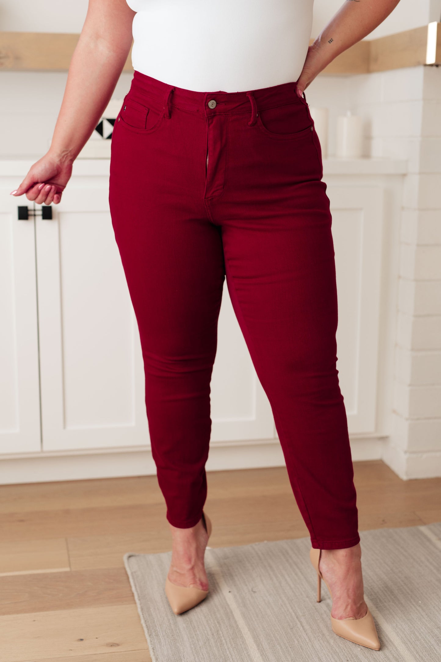 Wanda High Rise Control Top Skinny Jeans in Scarlet