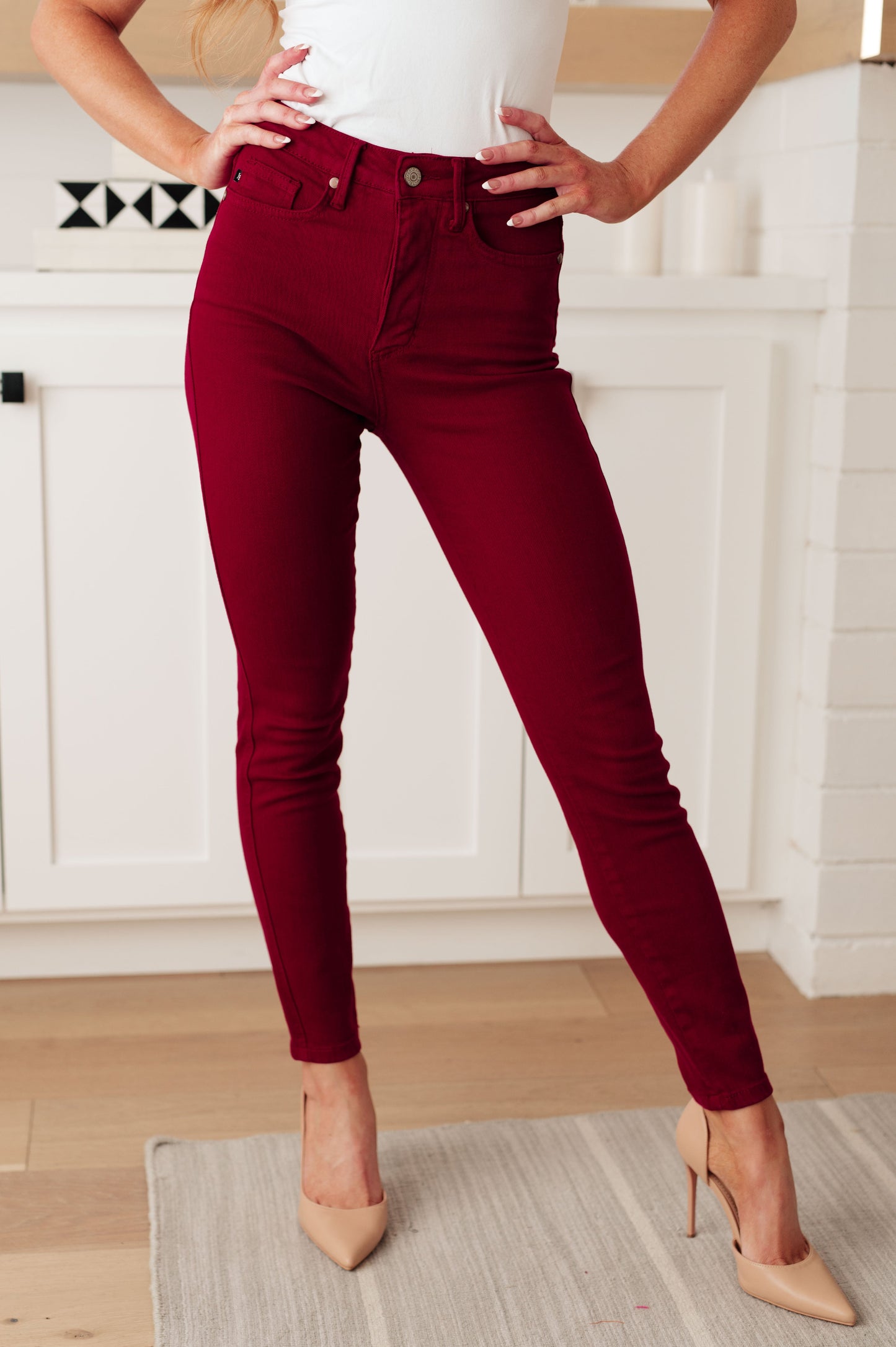 Wanda High Rise Control Top Skinny Jeans in Scarlet