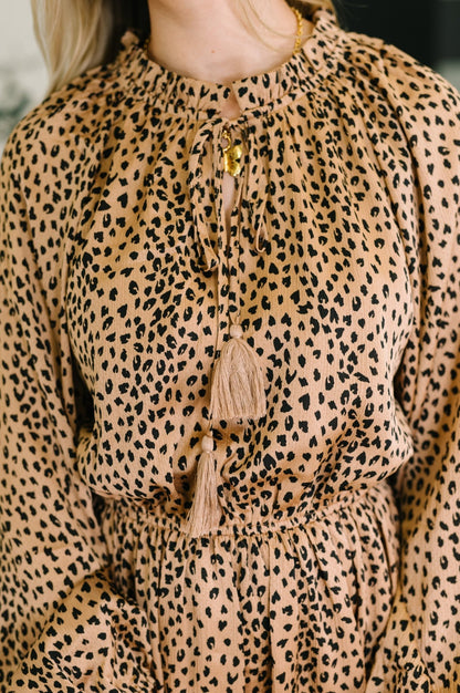 A Cheeky Little Time Tiered Dress in Pecan Brown - Driftwood Boutique