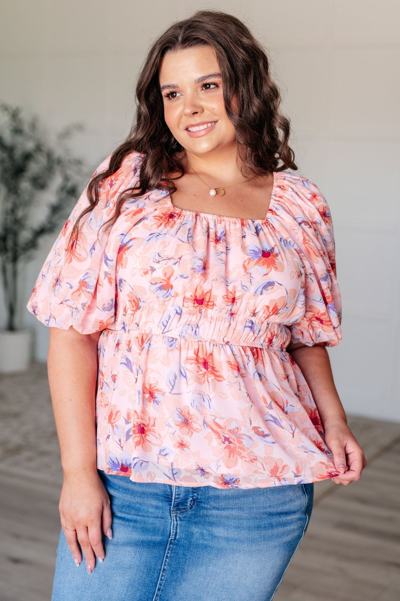 A Powerful Force Square Neck Balloon Sleeve Blouse - Driftwood Boutique