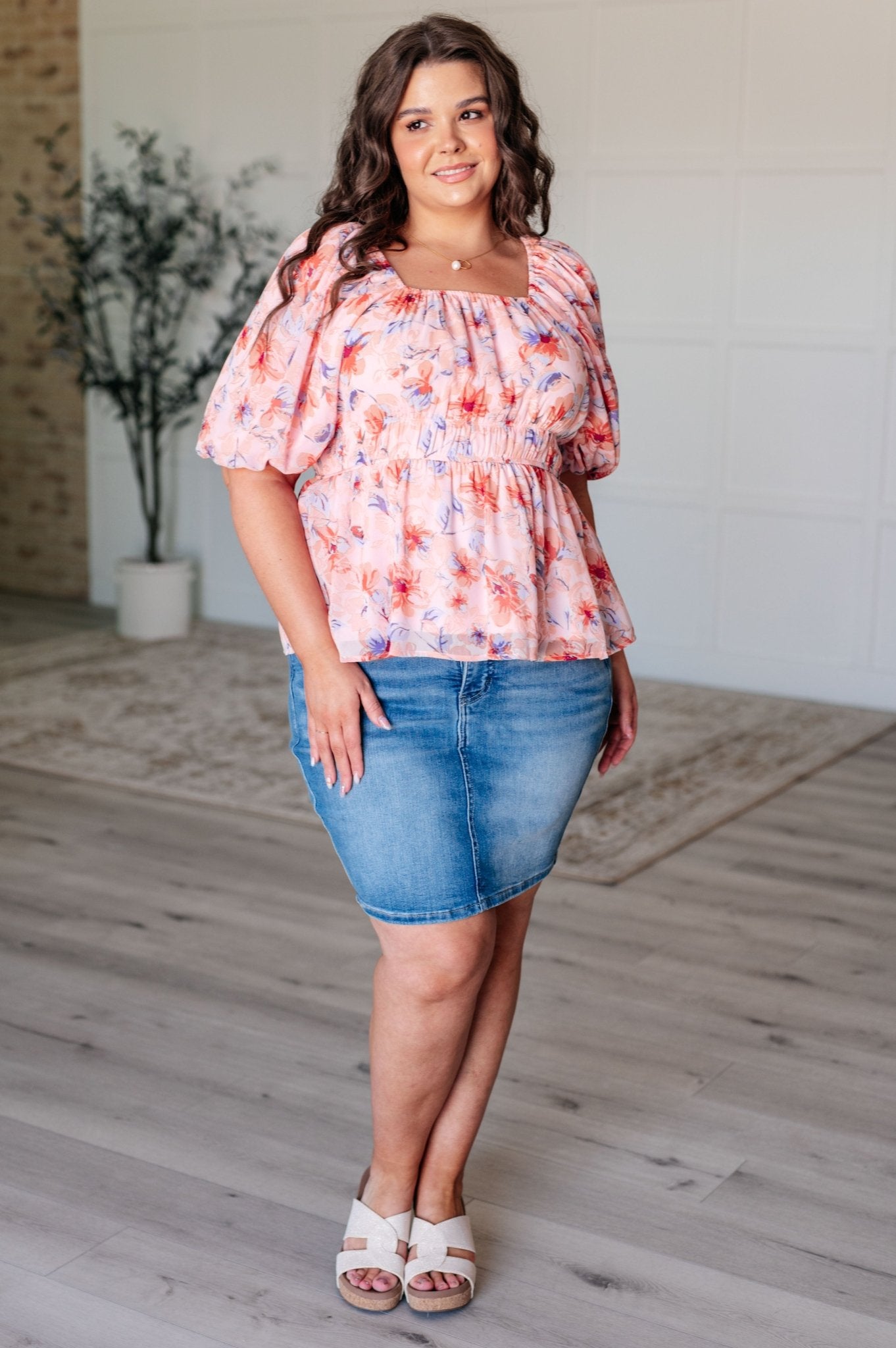 A Powerful Force Square Neck Balloon Sleeve Blouse - Driftwood Boutique
