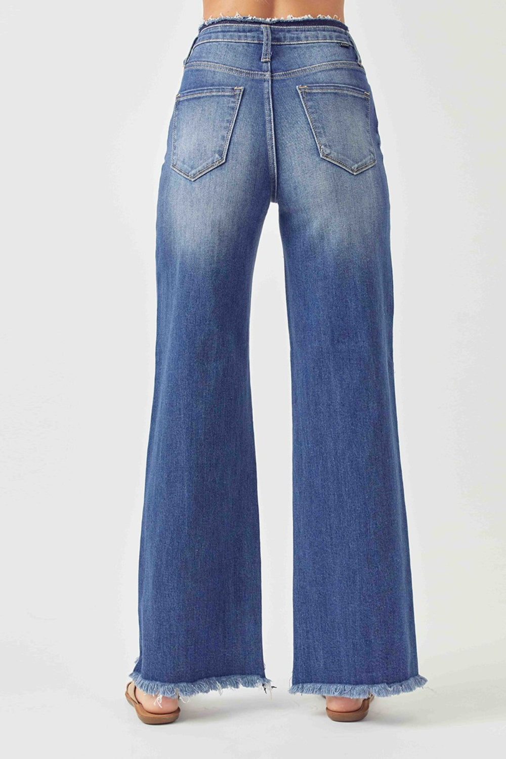 Sharis High Waist Raw Hem Wide Leg Jeans