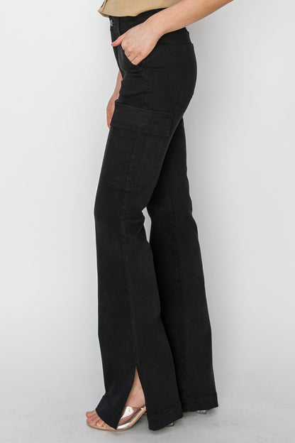 Daria High Rise Side Slit Cargo Bootcut Jeans