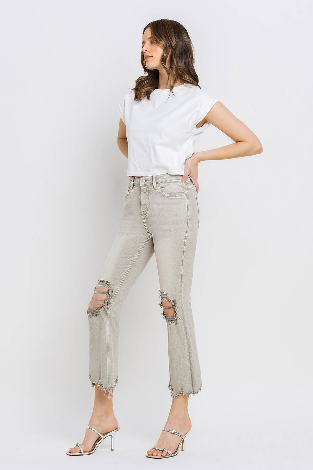 Mya Raw Hem Cropped Flare Jeans