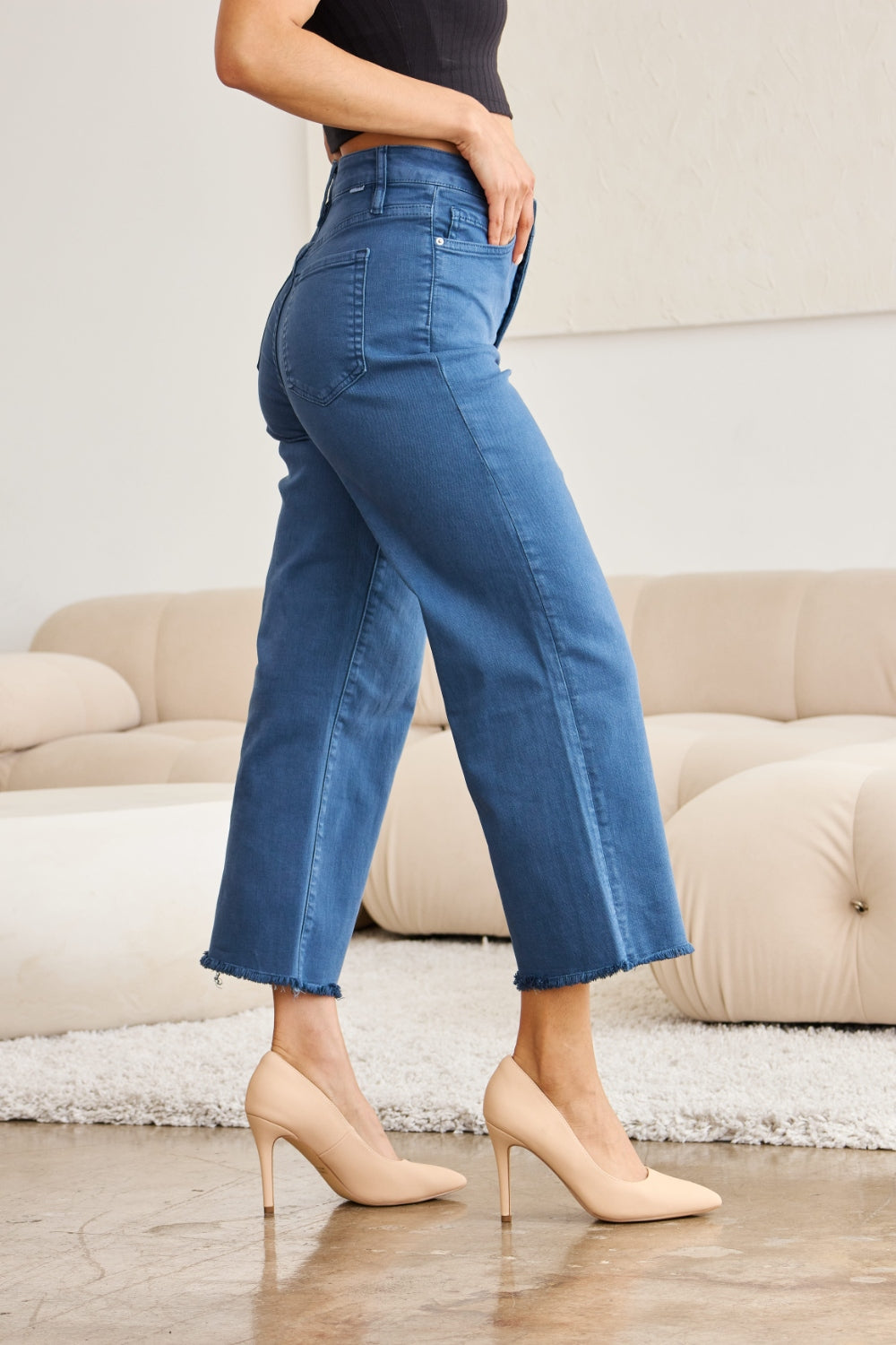 Chloe Tummy Control High Waist Raw Hem Jeans