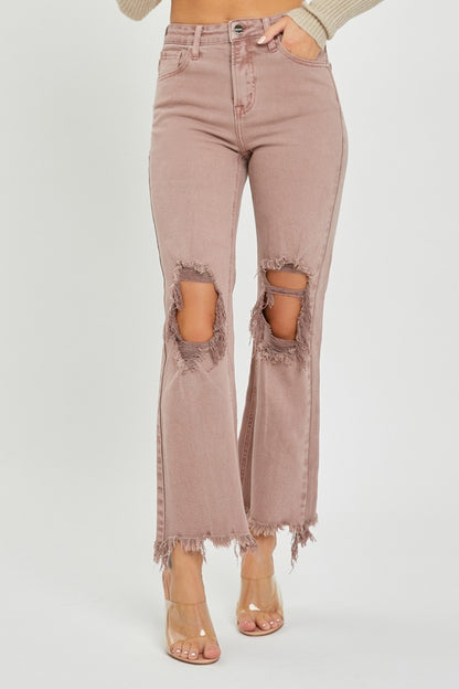 Phoebe High Rise Distressed Cropped Bootcut Jeans