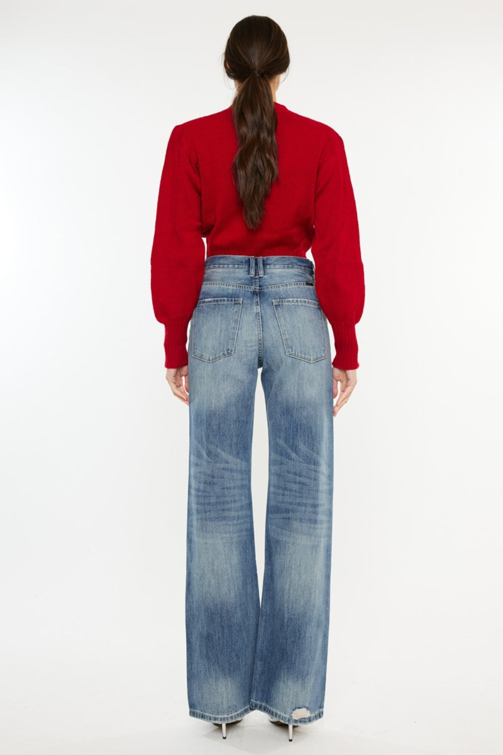 Lena High Rise Distressed Bootcut Jeans