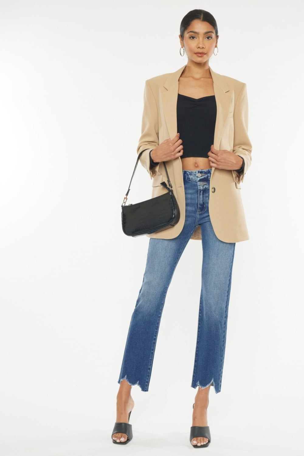 Connie High Rise Wide Waistband Slim Straight Jeans
