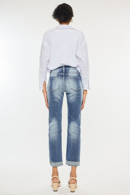 Estelle High Rise Cuffed Straight Jeans