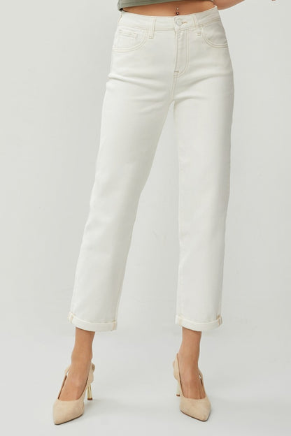 Rayanne High Rise Rolled Hem Cropped Straight Jeans