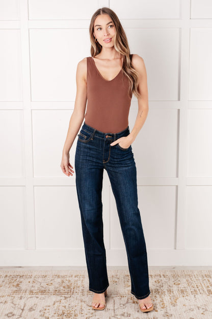 Alaina High Rise Classic Straight Jeans - Driftwood Boutique