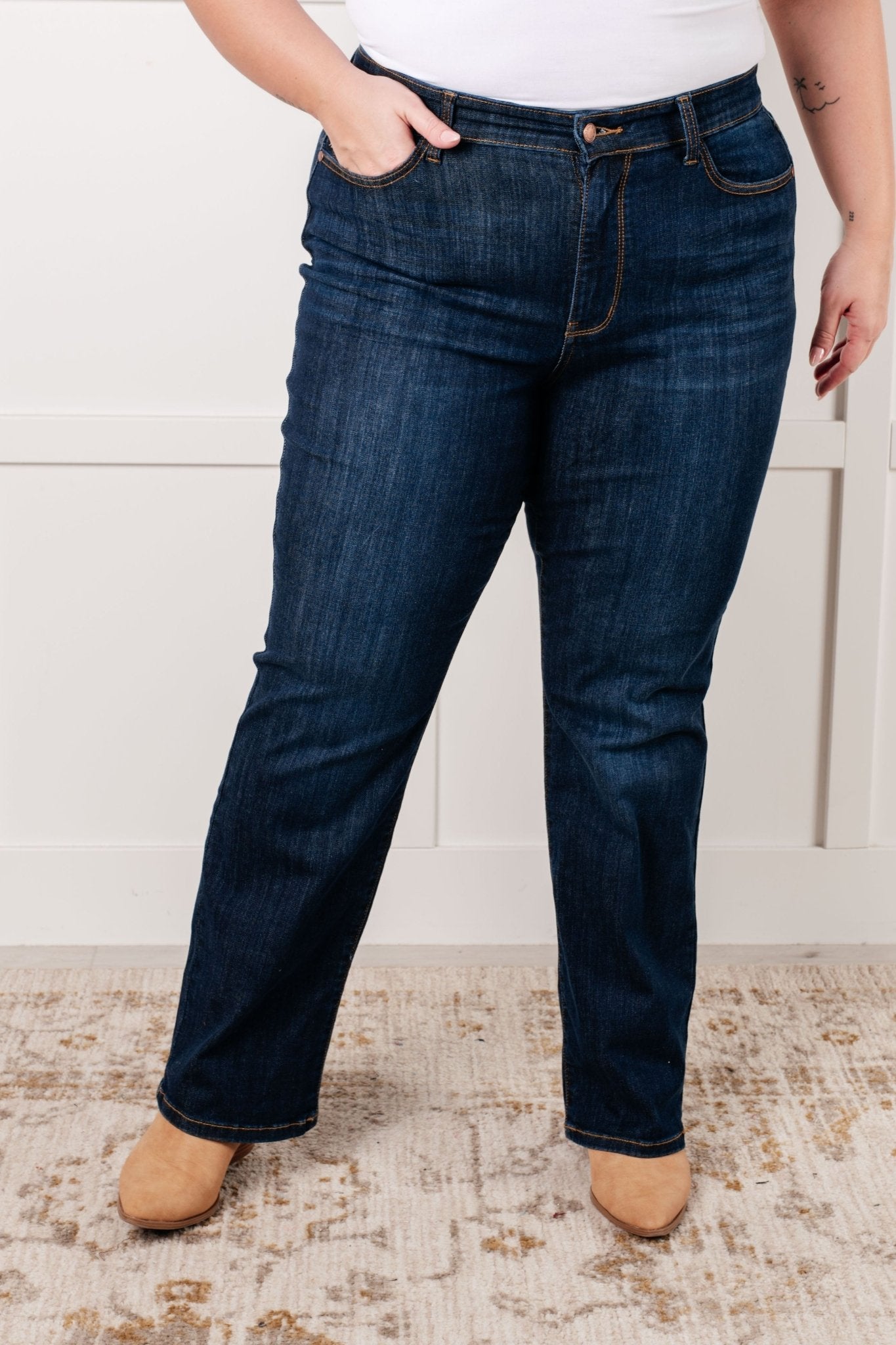 Alaina High Rise Classic Straight Jeans - Driftwood Boutique