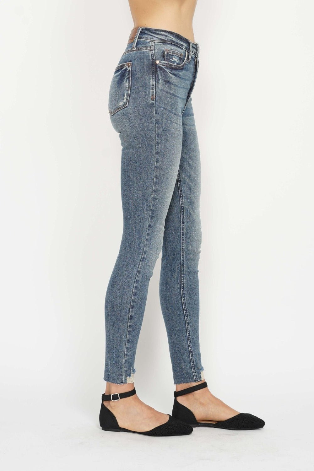 Alba High Rise Tummy Control Vintage Wash Distressed Skinny Jeans - Driftwood Boutique