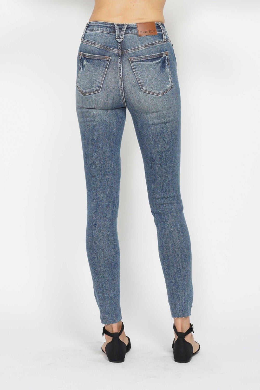 Alba High Rise Tummy Control Vintage Wash Distressed Skinny Jeans - Driftwood Boutique
