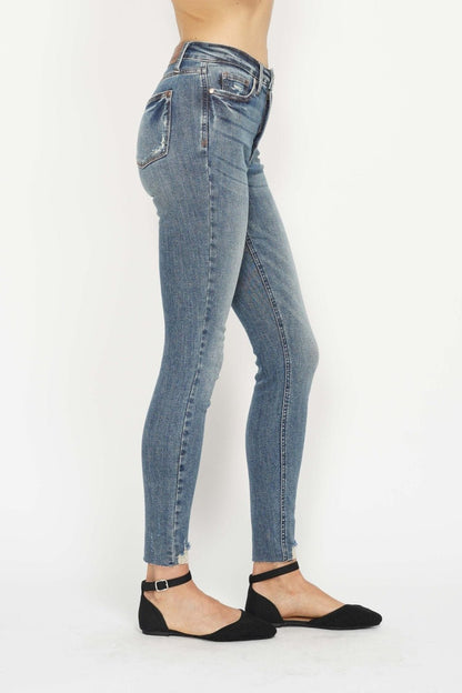 Alba High Rise Tummy Control Vintage Wash Distressed Skinny Jeans - Driftwood Boutique