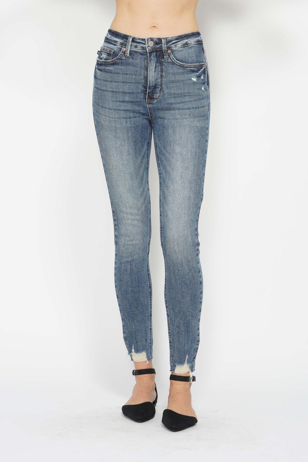 Alba High Rise Tummy Control Vintage Wash Distressed Skinny Jeans - Driftwood Boutique