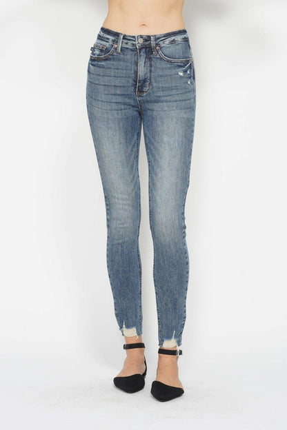 Alba High Rise Tummy Control Vintage Wash Distressed Skinny Jeans - Driftwood Boutique