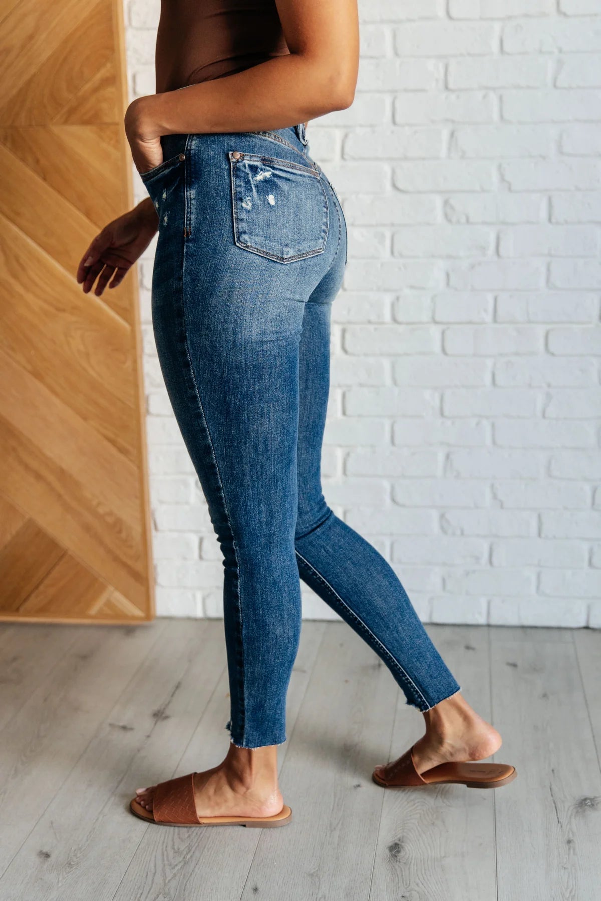 Alba High Rise Tummy Control Vintage Wash Distressed Skinny Jeans - Driftwood Boutique