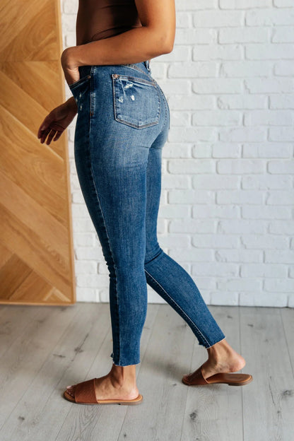 Alba High Rise Tummy Control Vintage Wash Distressed Skinny Jeans - Driftwood Boutique
