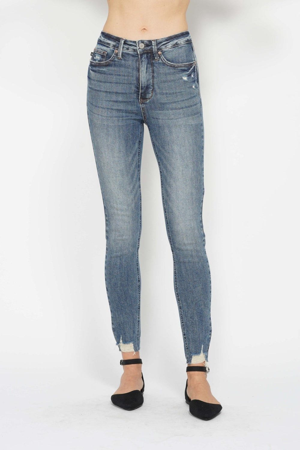 Alba High Rise Tummy Control Vintage Wash Distressed Skinny Jeans - Driftwood Boutique
