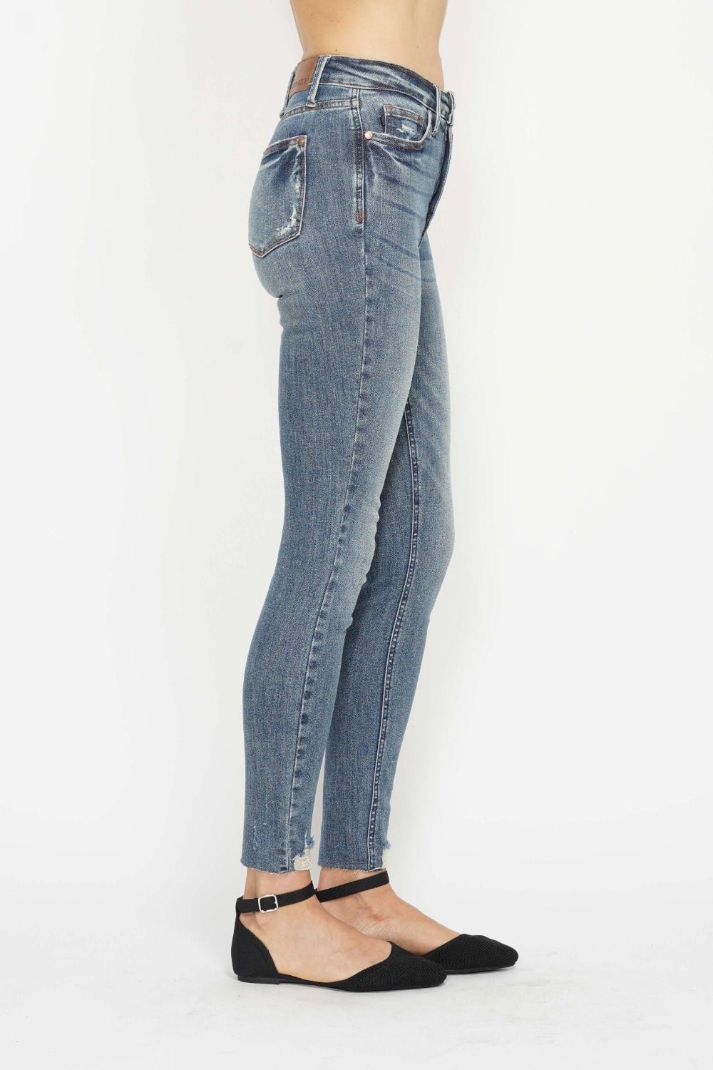Alba High Rise Tummy Control Vintage Wash Distressed Skinny Jeans - Driftwood Boutique
