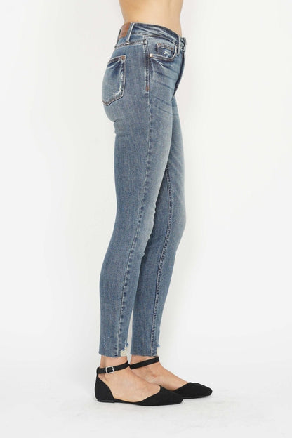 Alba High Rise Tummy Control Vintage Wash Distressed Skinny Jeans - Driftwood Boutique